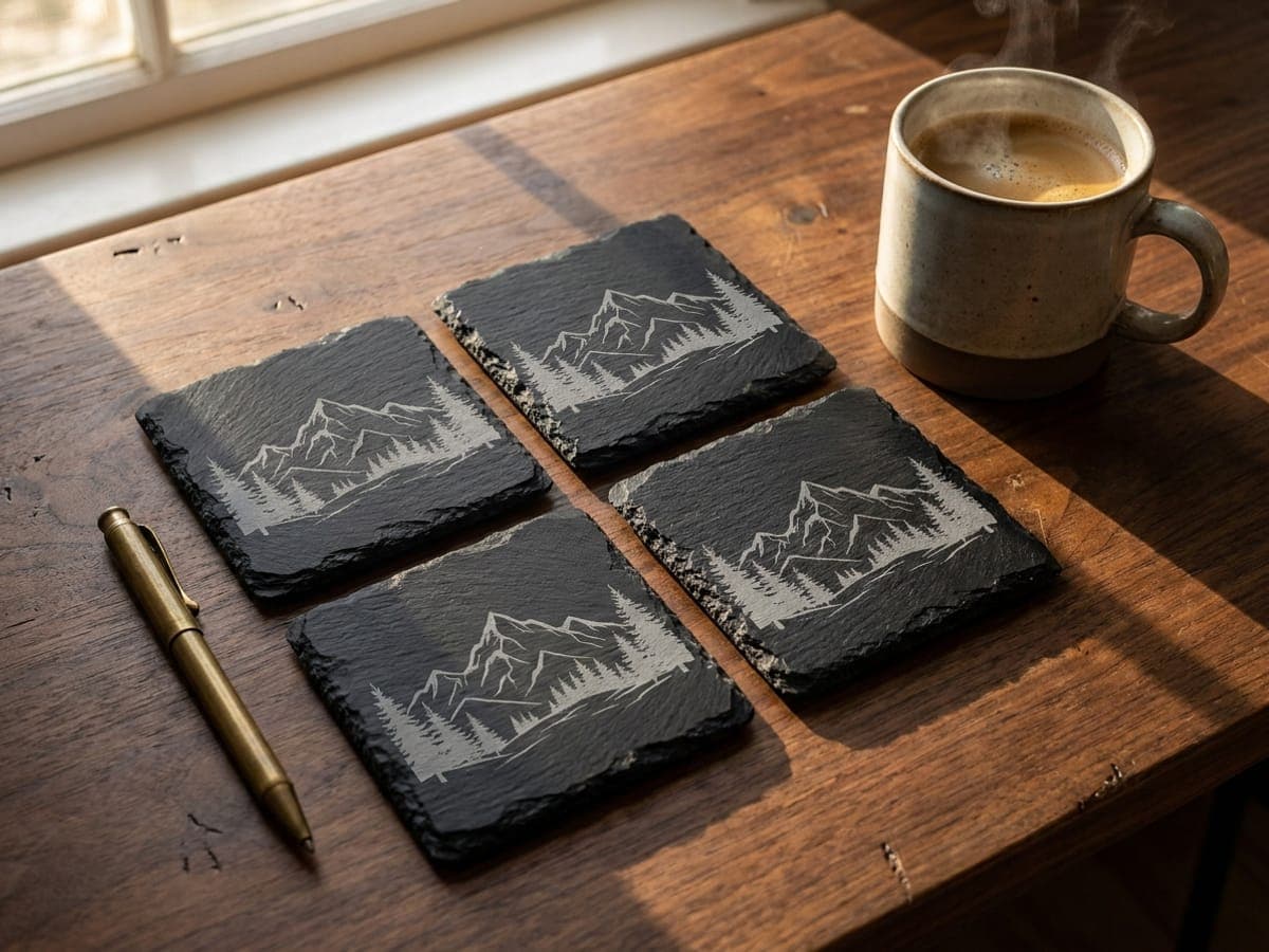 Example of personalized slate or metal desk accessories