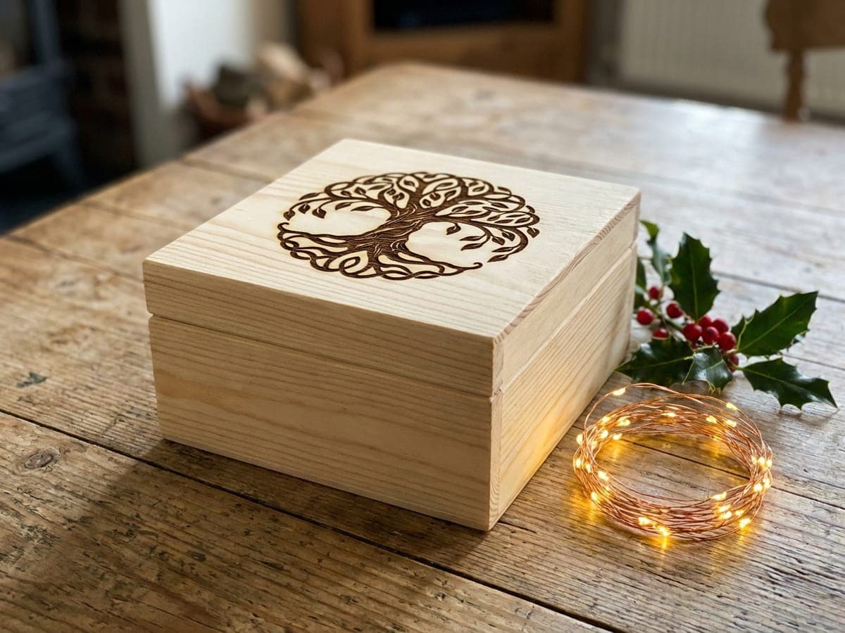 Example of custom wooden keepsake boxes or coasters